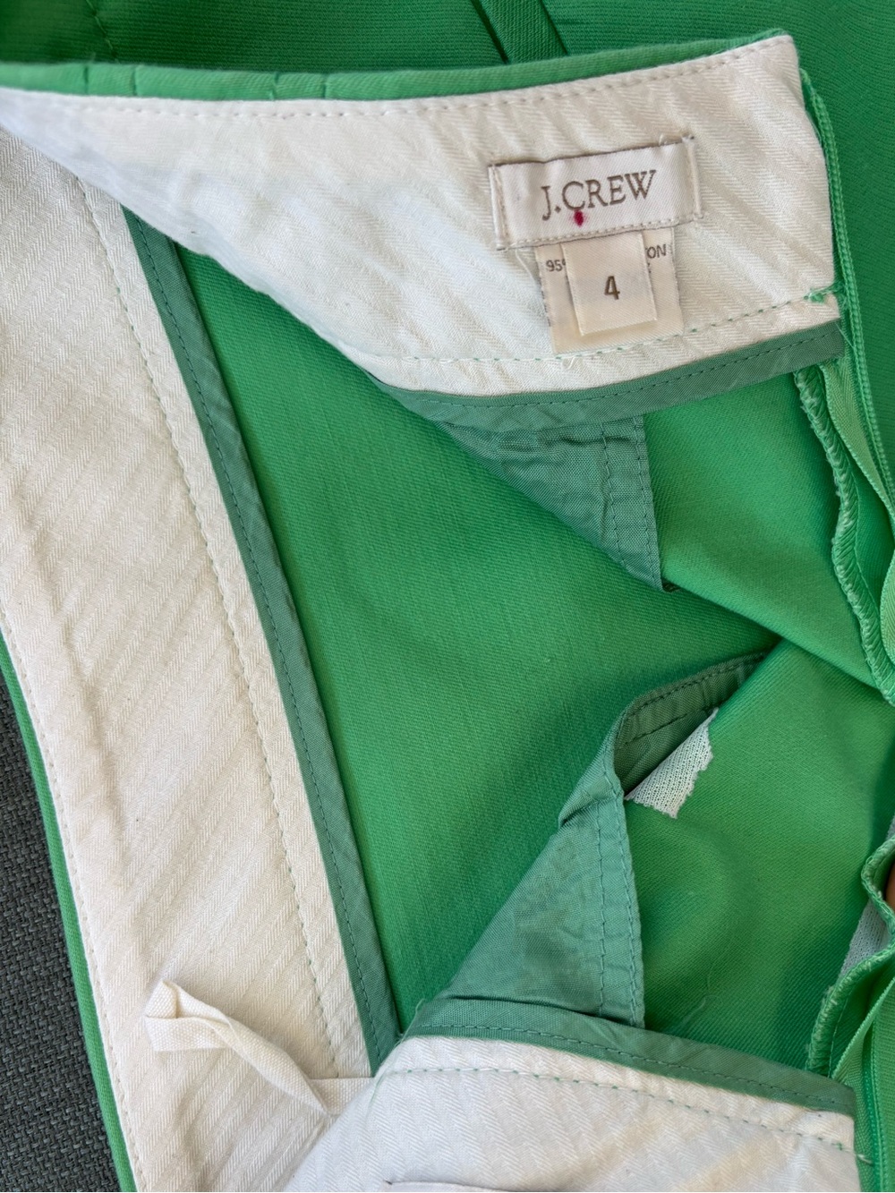 J. Crew Green Pencil Skirt with Light Blue/White Gingham Shorts - Picture 9 of 10